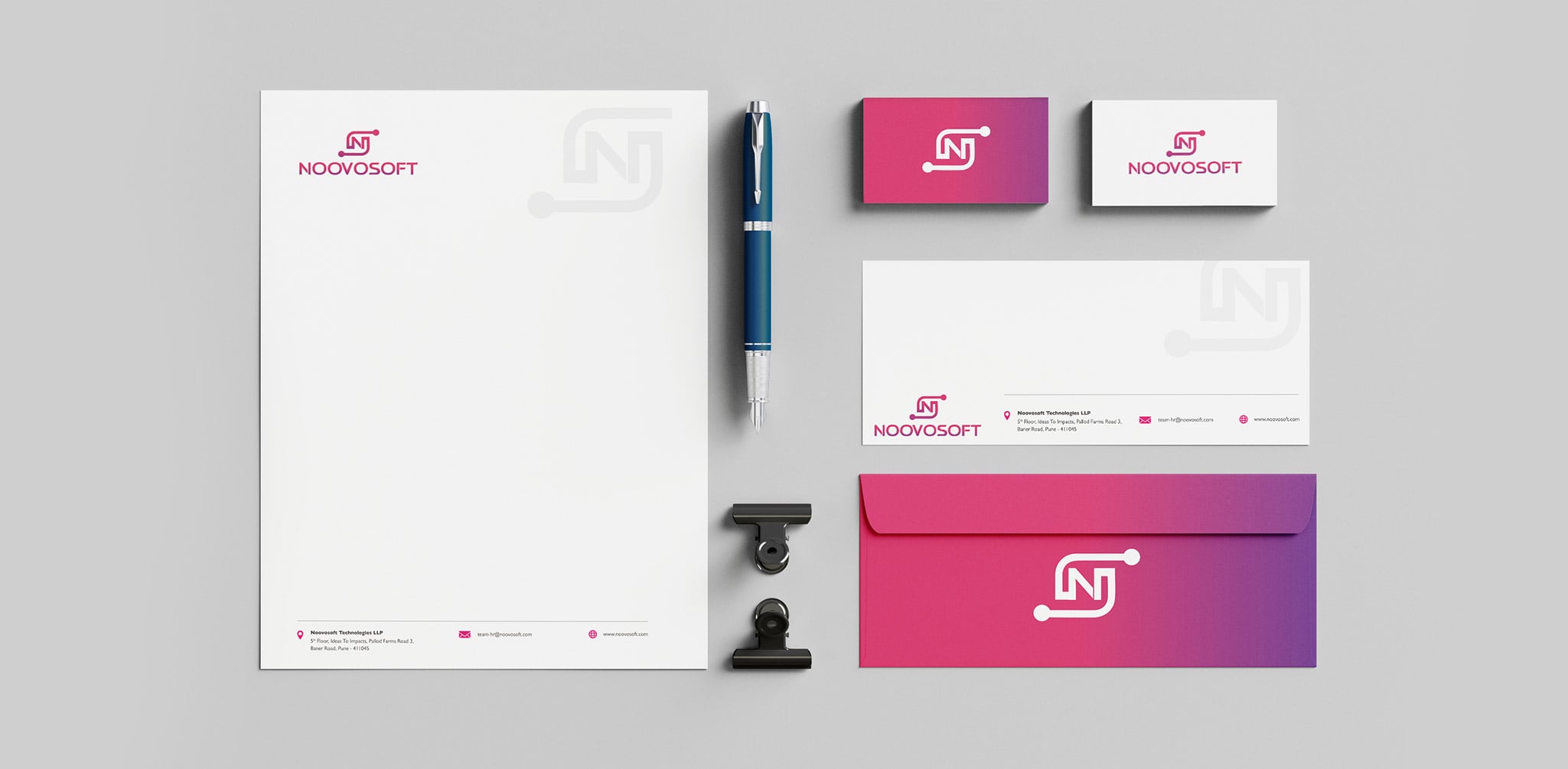 Noovosoft stationery design